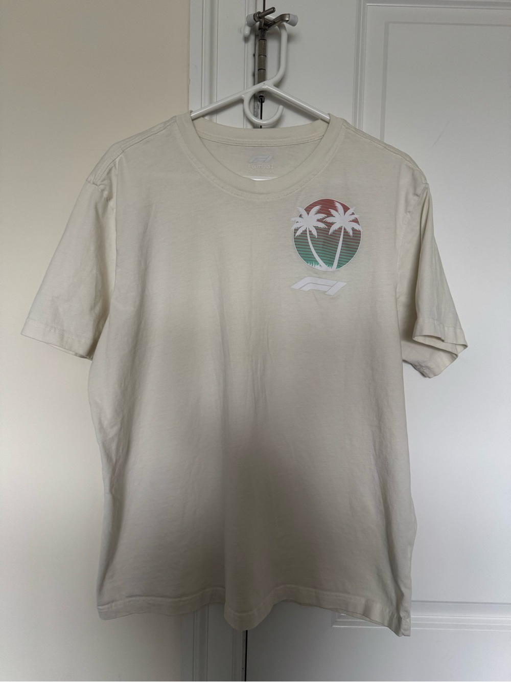 Formula 1 - Official Men’s XL - Cream Palm Tree Graphic T-Shirt - F1 Racing